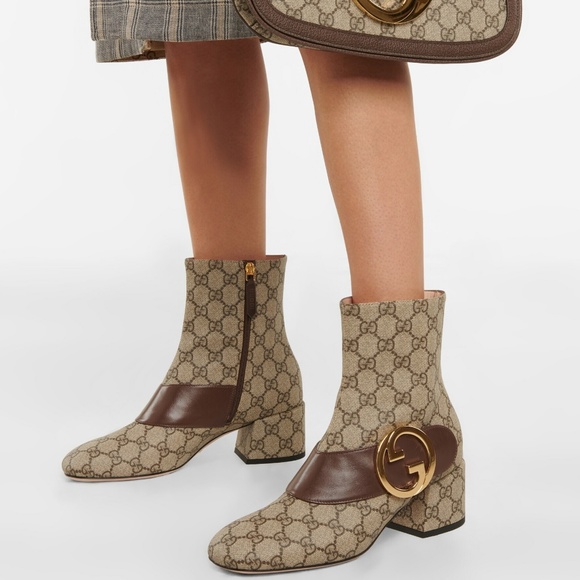 Gucci Blondie Interlocking GG Medallion Logo Ankle Booties Boots Heels - Picture 2 of 16